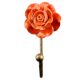 Orange Rose Flower Ceramic Wall Hook